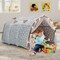 Kids Twin Bunk Bed with Dream Tent and Glow in the Dark Stars and Lights